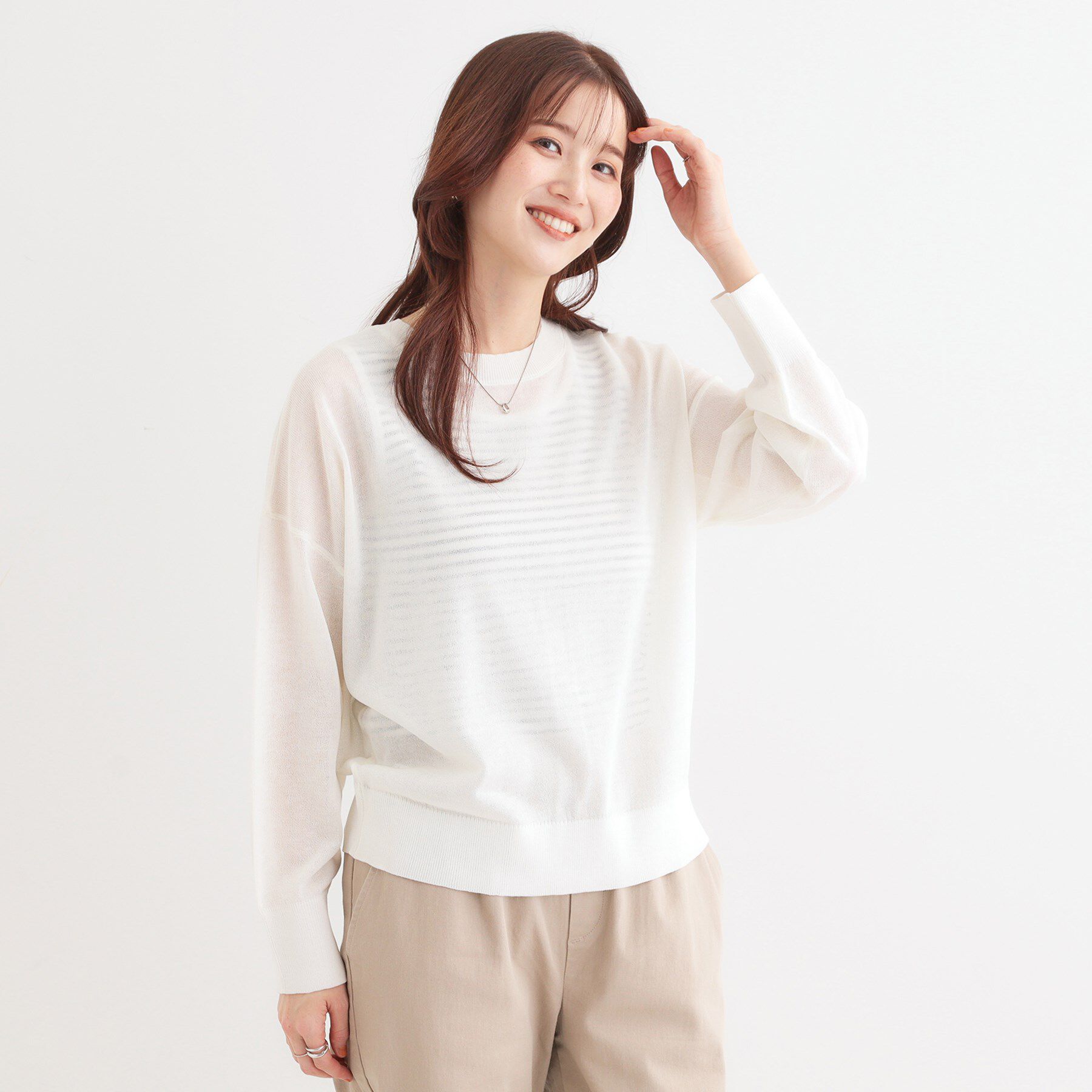 SHOO･LA･RUE「【洗える/前後2WAY】 着こなしいろいろ 上品なシアーカーディガン」|カーディガン|