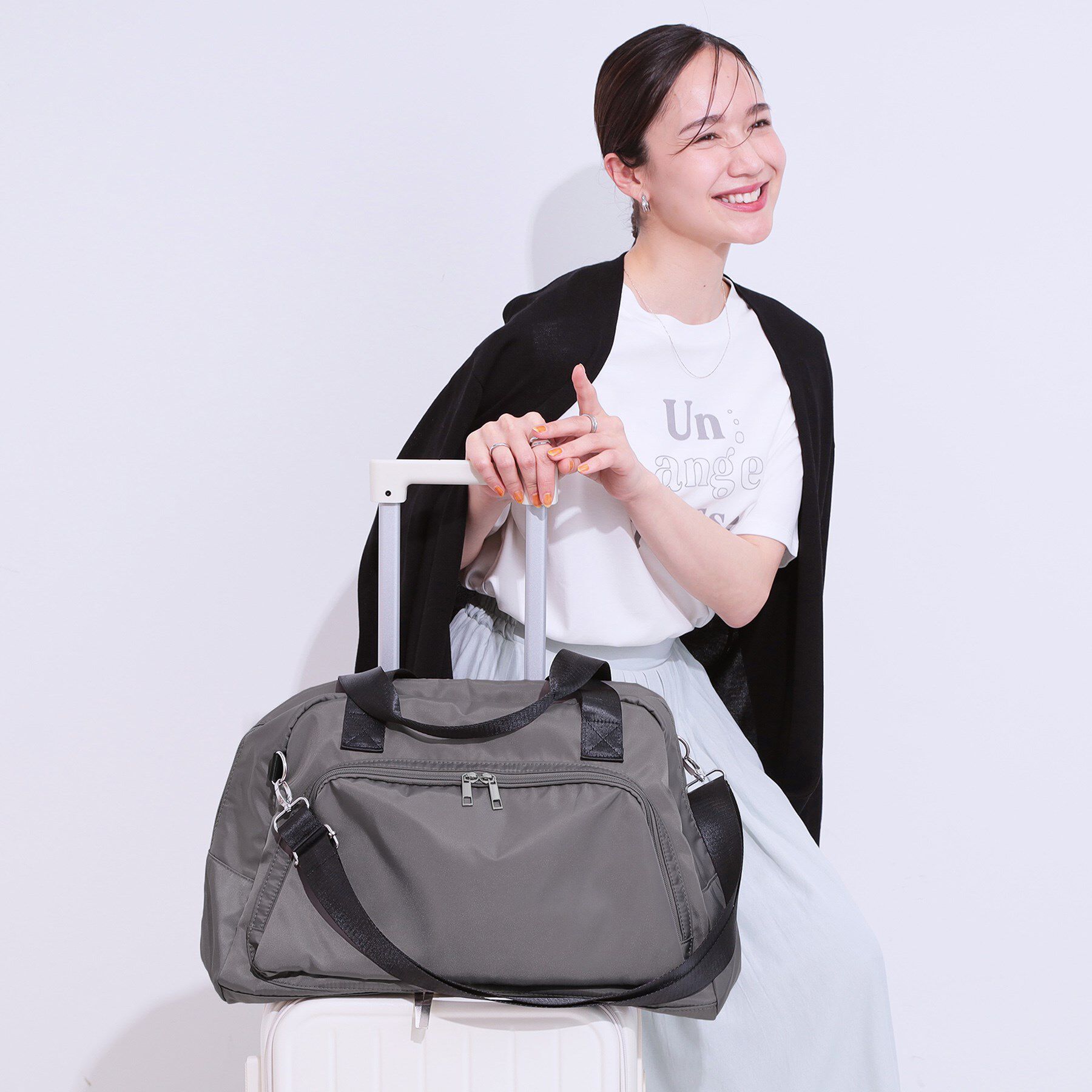 SHOO･LA･RUE「【撥水】キャリーオンボストンバッグ」|ボストンバッグ|チャコールグレー(0
