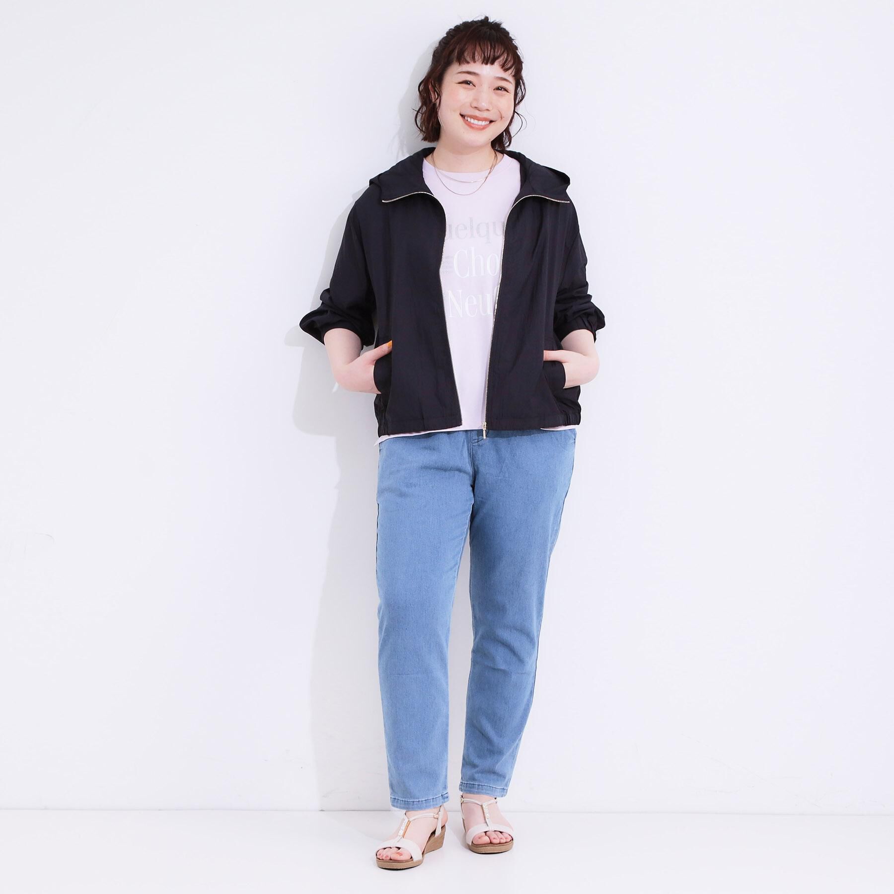 SHOO･LA･RUE「【S-LL】程よいシアー感　大人世代の軽やかフードブルゾン」|ブルゾン・スタジャン|