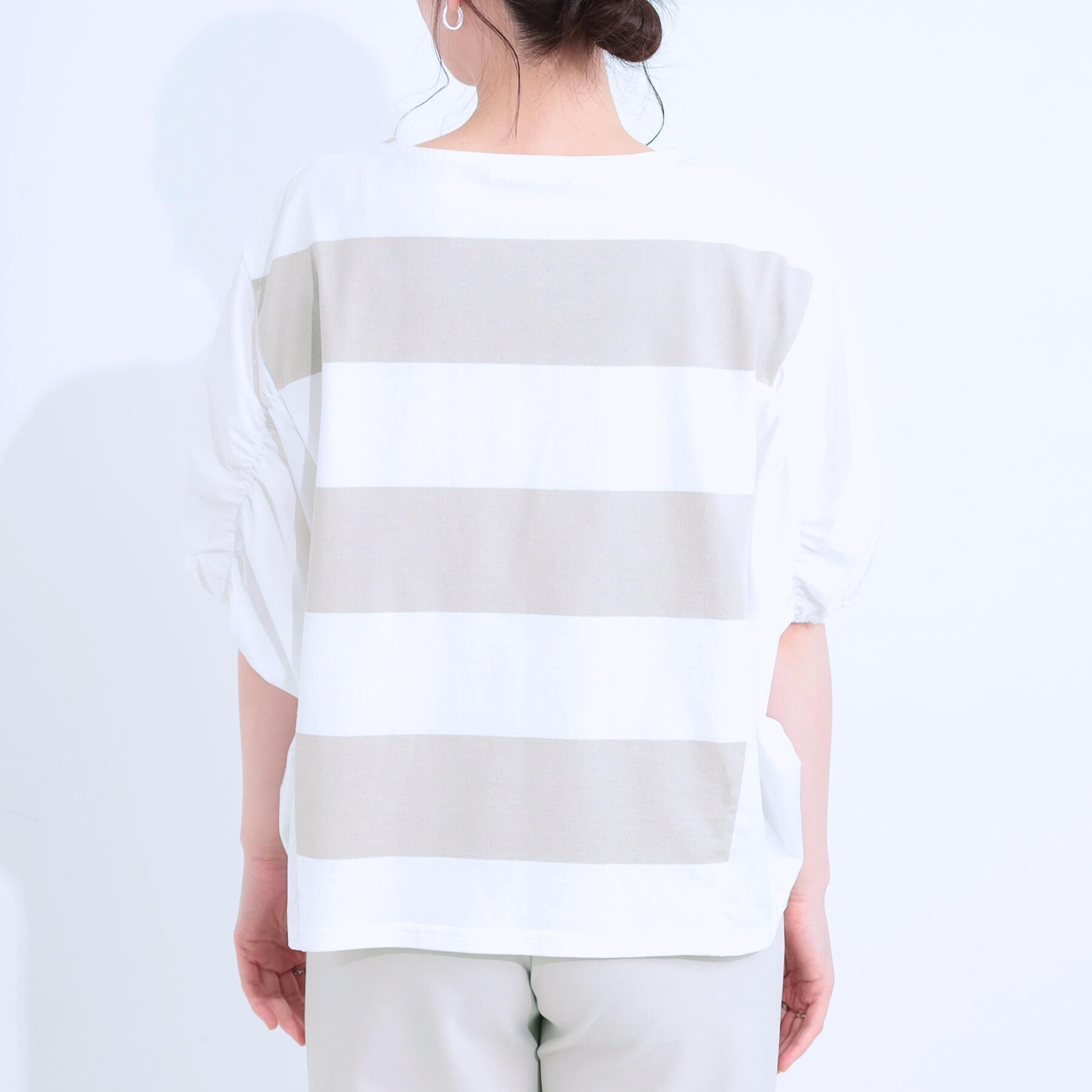 SHOO･LA･RUE「ふわりシルエットが新しい ワイドピッチボーダートップス」|Tシャツ・カットソー|