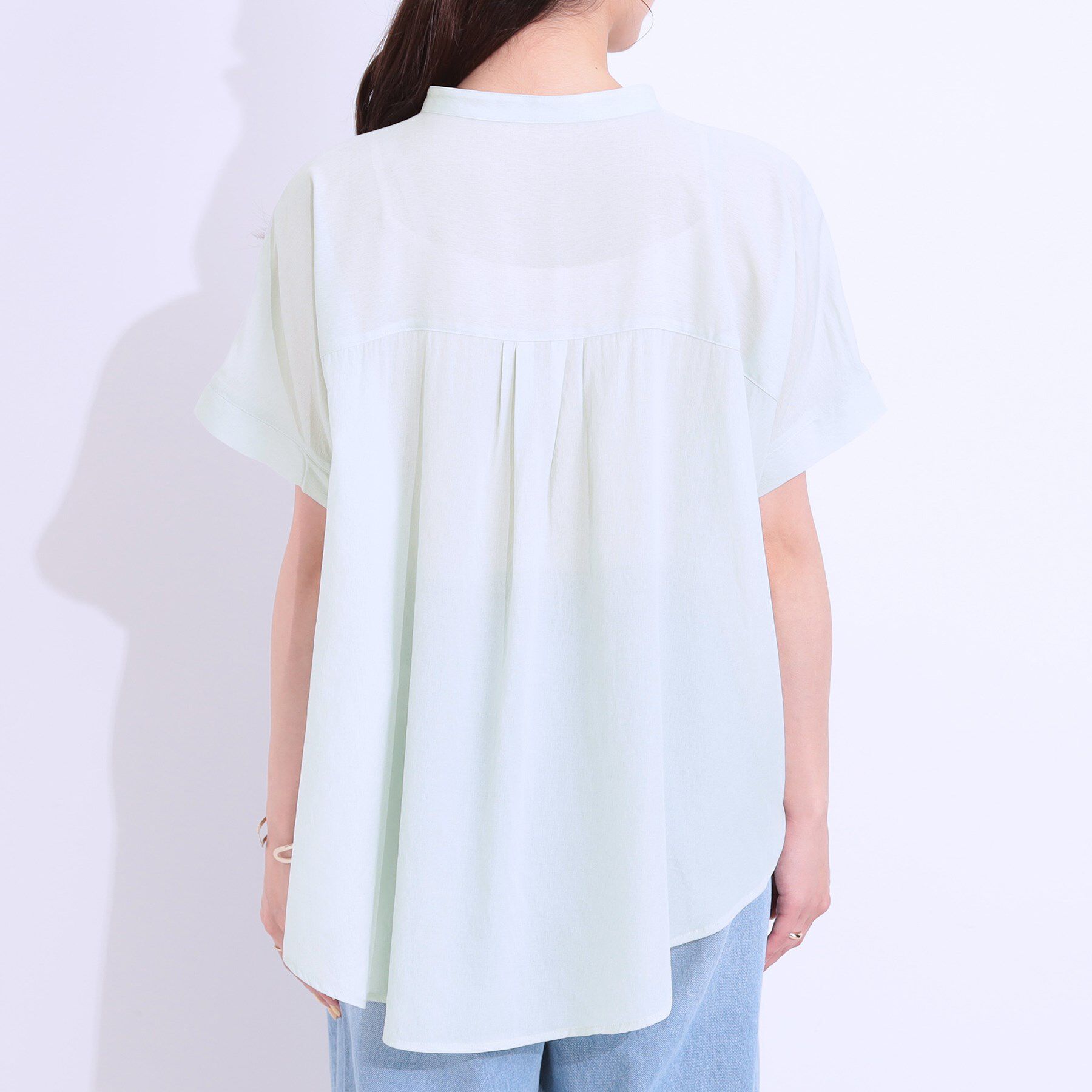SHOO･LA･RUE「【S-LL/セットアップ可】大人のシアー感 バンドカラーブラウス」|シャツ・ブラウス|
