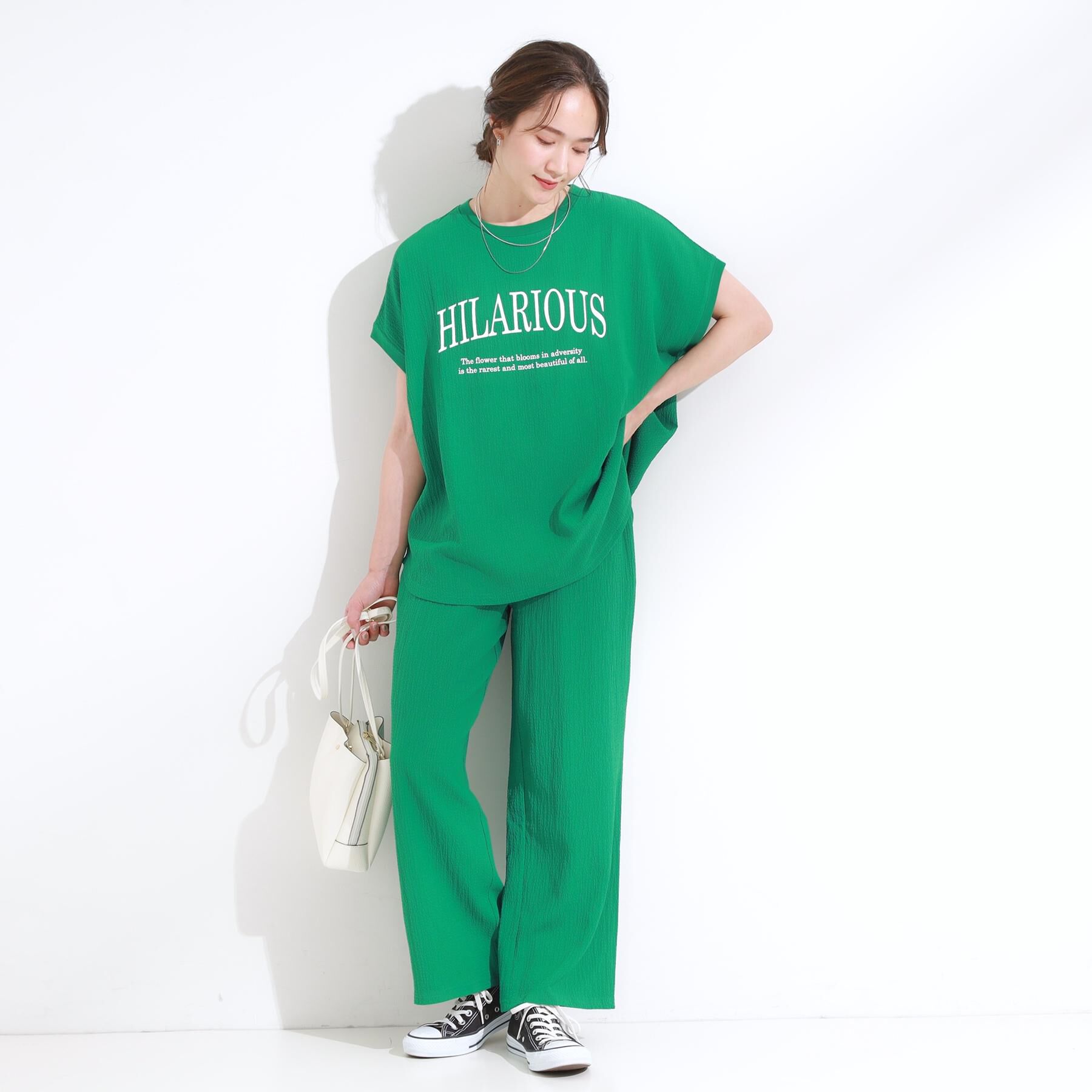 SHOO･LA･RUE「【洗える】ぽこぽこフレンチスリーブTシャツ」|Tシャツ・カットソー|