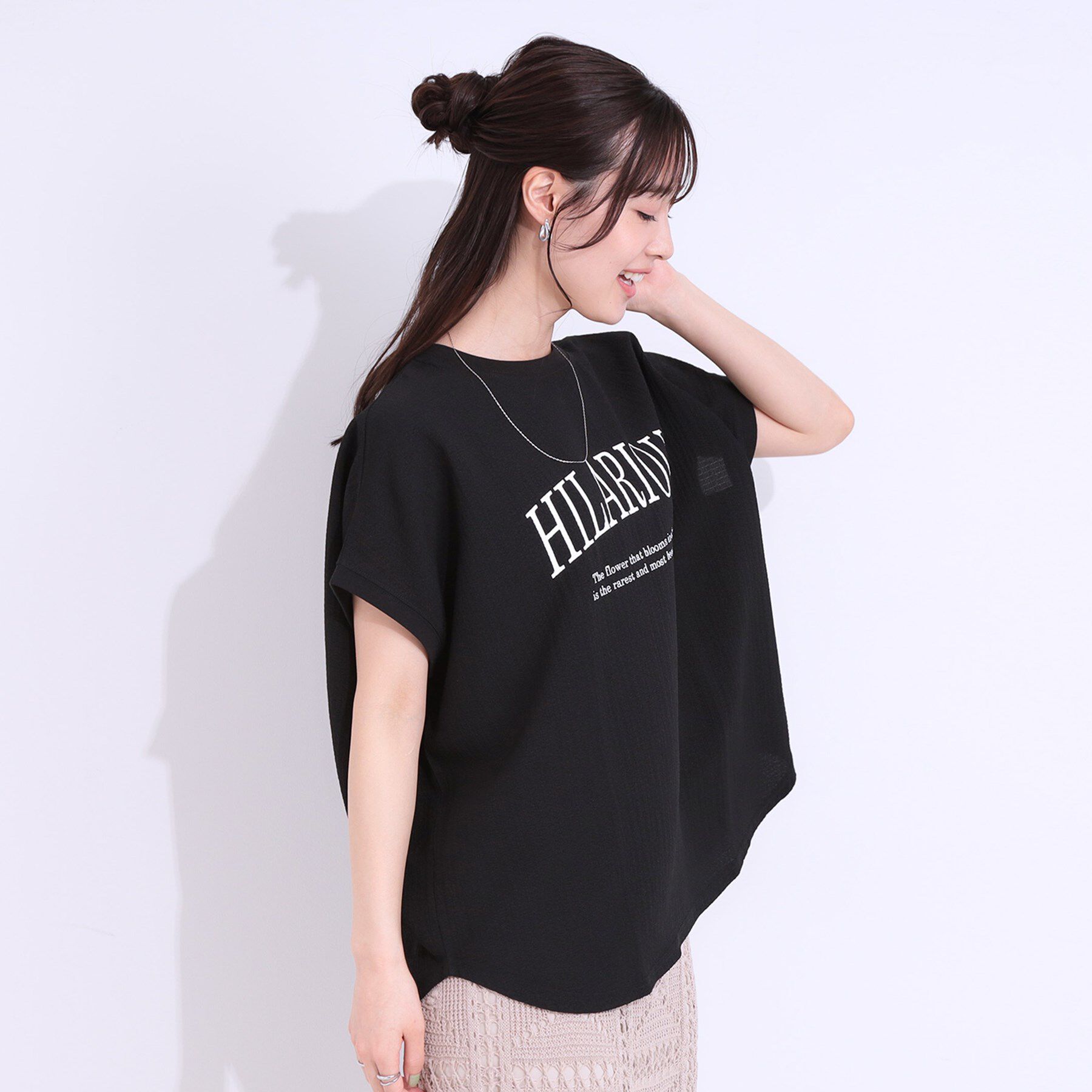 SHOO･LA･RUE「【洗える】ぽこぽこフレンチスリーブTシャツ」|Tシャツ・カットソー|