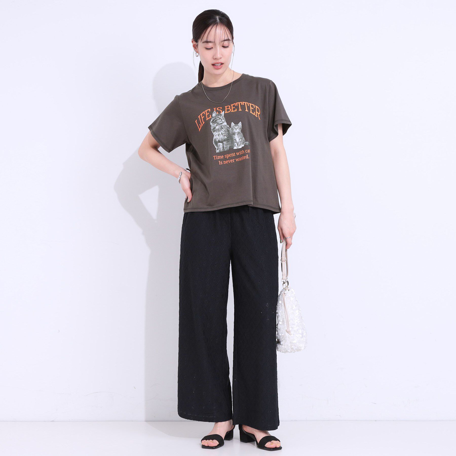 SHOO･LA･RUE「【洗える/S-LL】選べる3柄 ベーシックプリントTシャツ」|Tシャツ・カットソー|