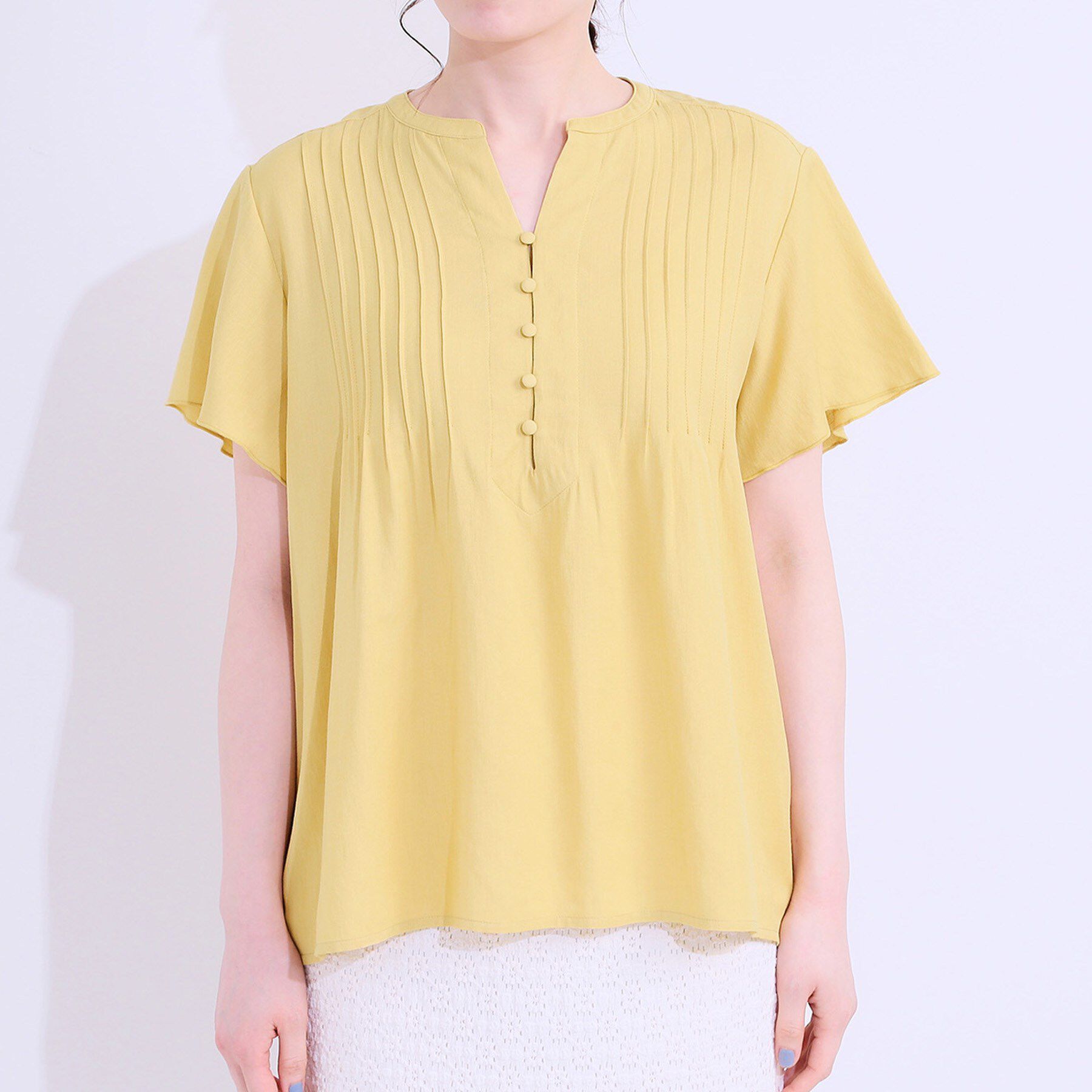 SHOO･LA･RUE「【洗える/S-LL】ふわりシルエットが涼しげ フロントボタンブラウス」|シャツ・ブラウス|