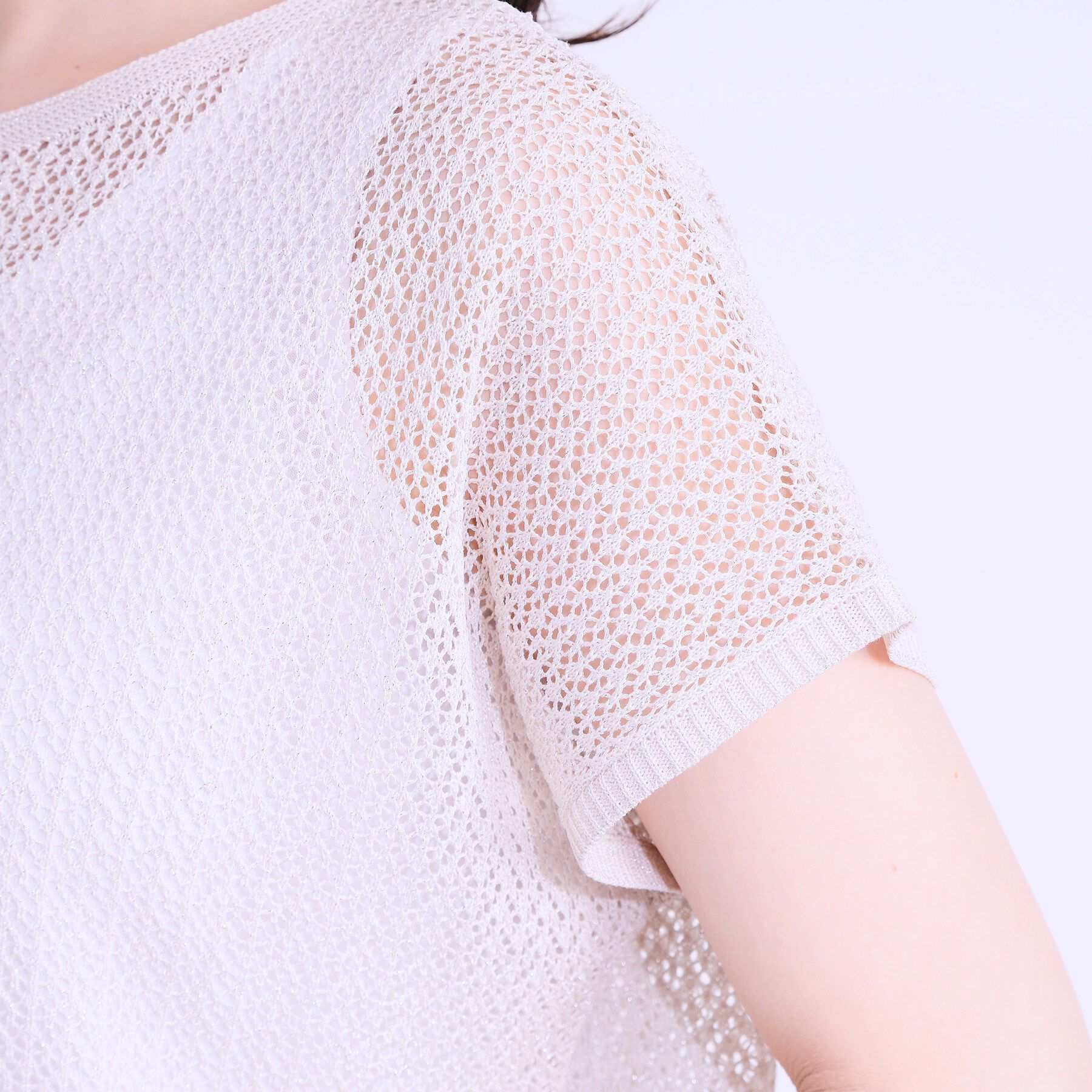 SHOO･LA･RUE「【S-LL/2点セット】程よいラメが上品 透かしニット＋タンクトップ」|ニット・セーター|