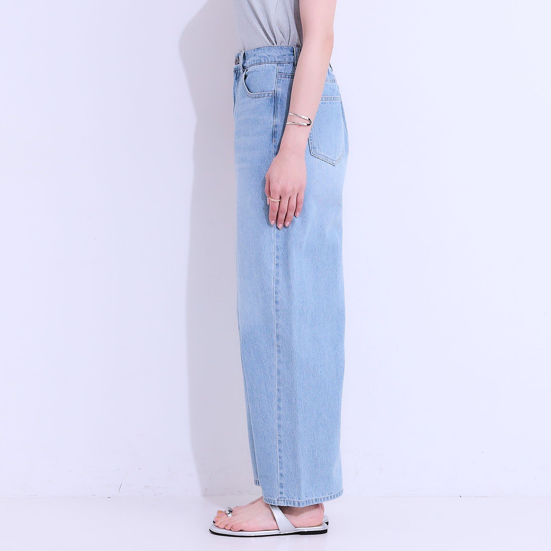 SHOO･LA･RUE「【S-LL】大人のこなれ見えスタイルに カーブデニムパンツ」|デニム|