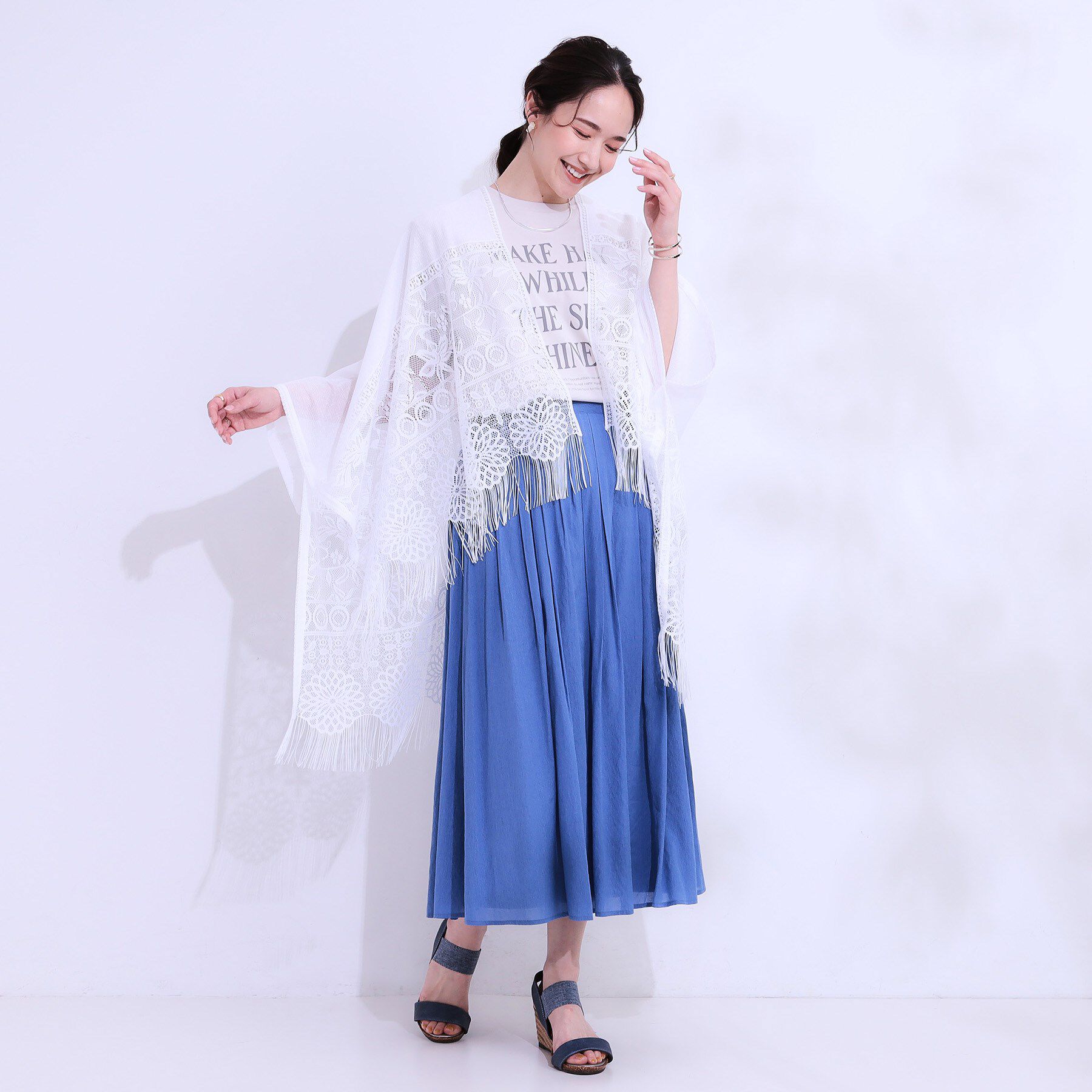 SHOO･LA･RUE「花柄レースポンチョ」|ポンチョ・ケープ|