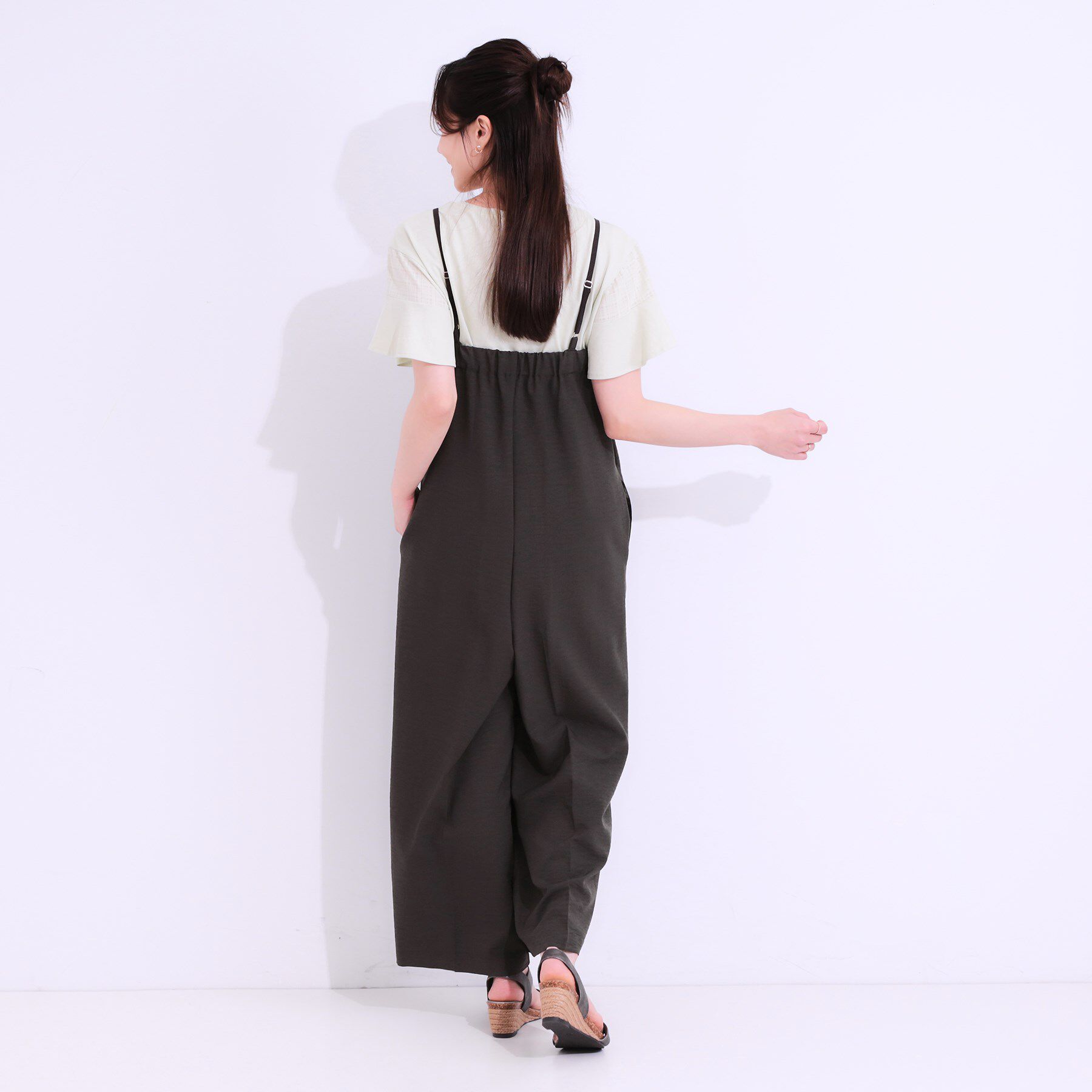 SHOO･LA･RUE「【S-LL】Iラインですっきり見え 大人見えサロペット」|オールインワン|