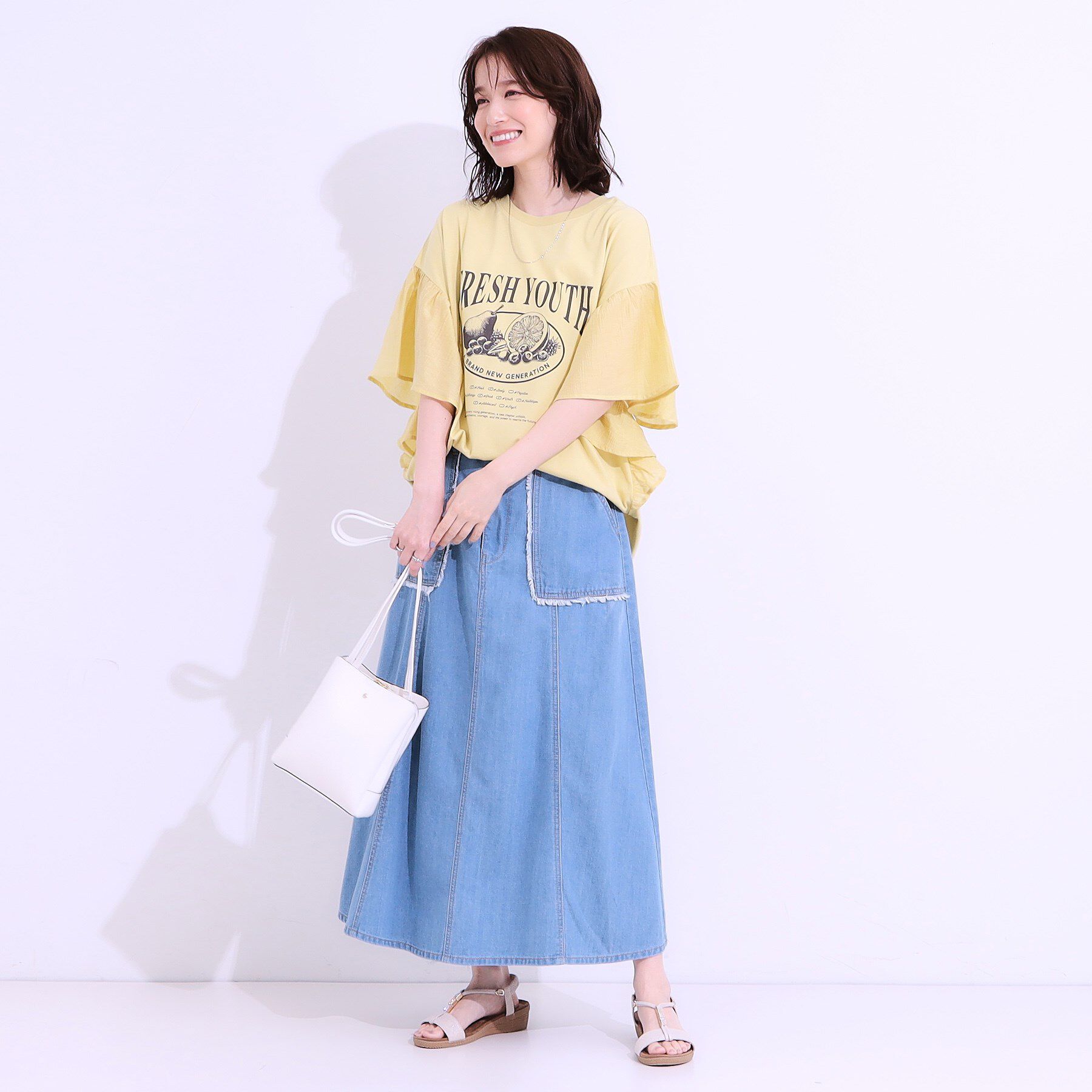 SHOO･LA･RUE「【S-LL】リメイク風 ポンチョデザインTシャツ」|Tシャツ・カットソー|