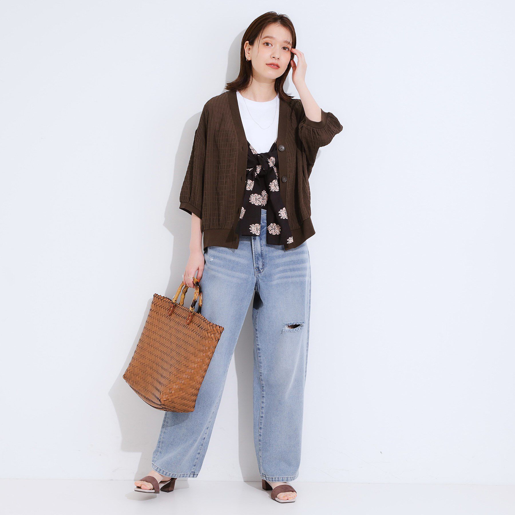 SHOO･LA･RUE「【S-LL】ふわっとしたフォルムが魅力 Vネックカーディガン」|カーディガン|