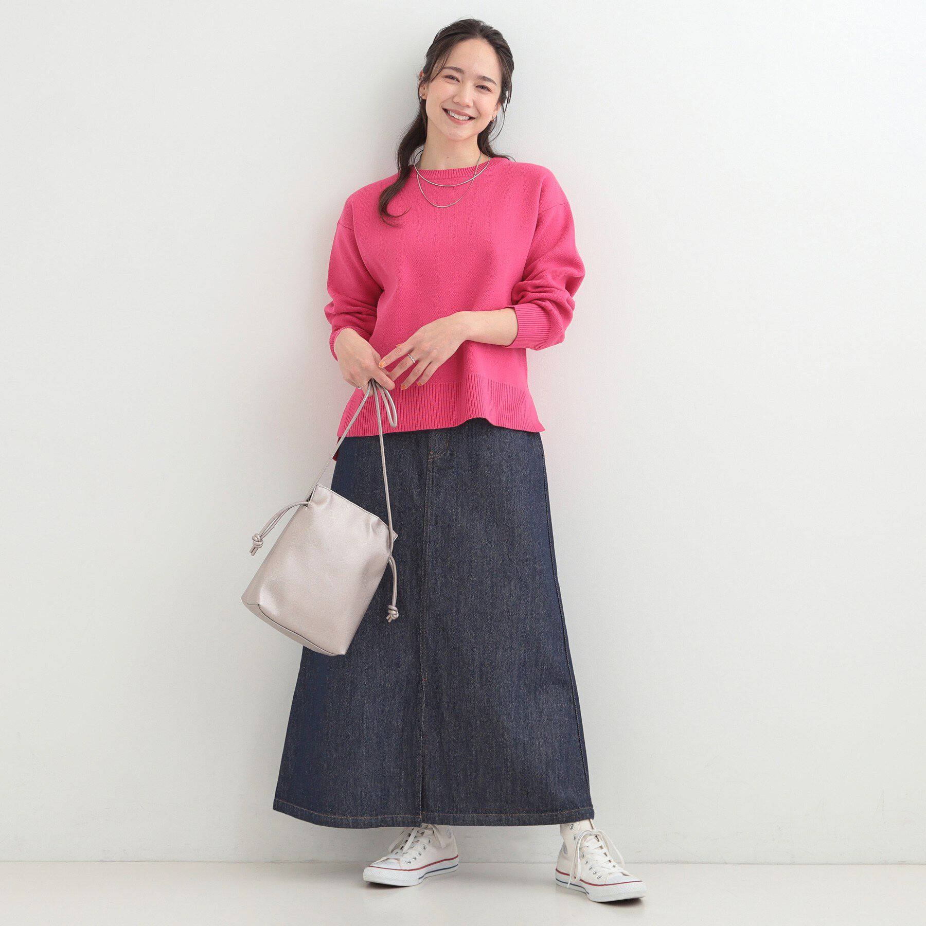 SHOO･LA･RUE「【S-LL/洗濯機可/体型カバー】大人世代も取り入れやすい スウェットライクニット」|ニット・セーター|