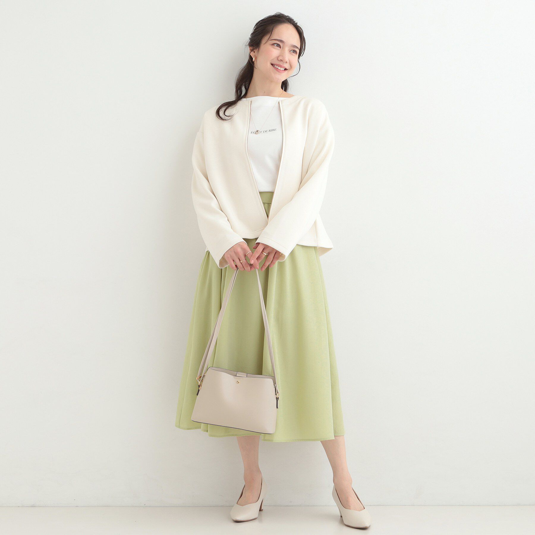 SHOO･LA･RUE「【セットアップ可/S-LL/なめらかタッチ】大人のきれいめスタイルに ノーカラージップブルゾン」|ブルゾン・スタジャン|