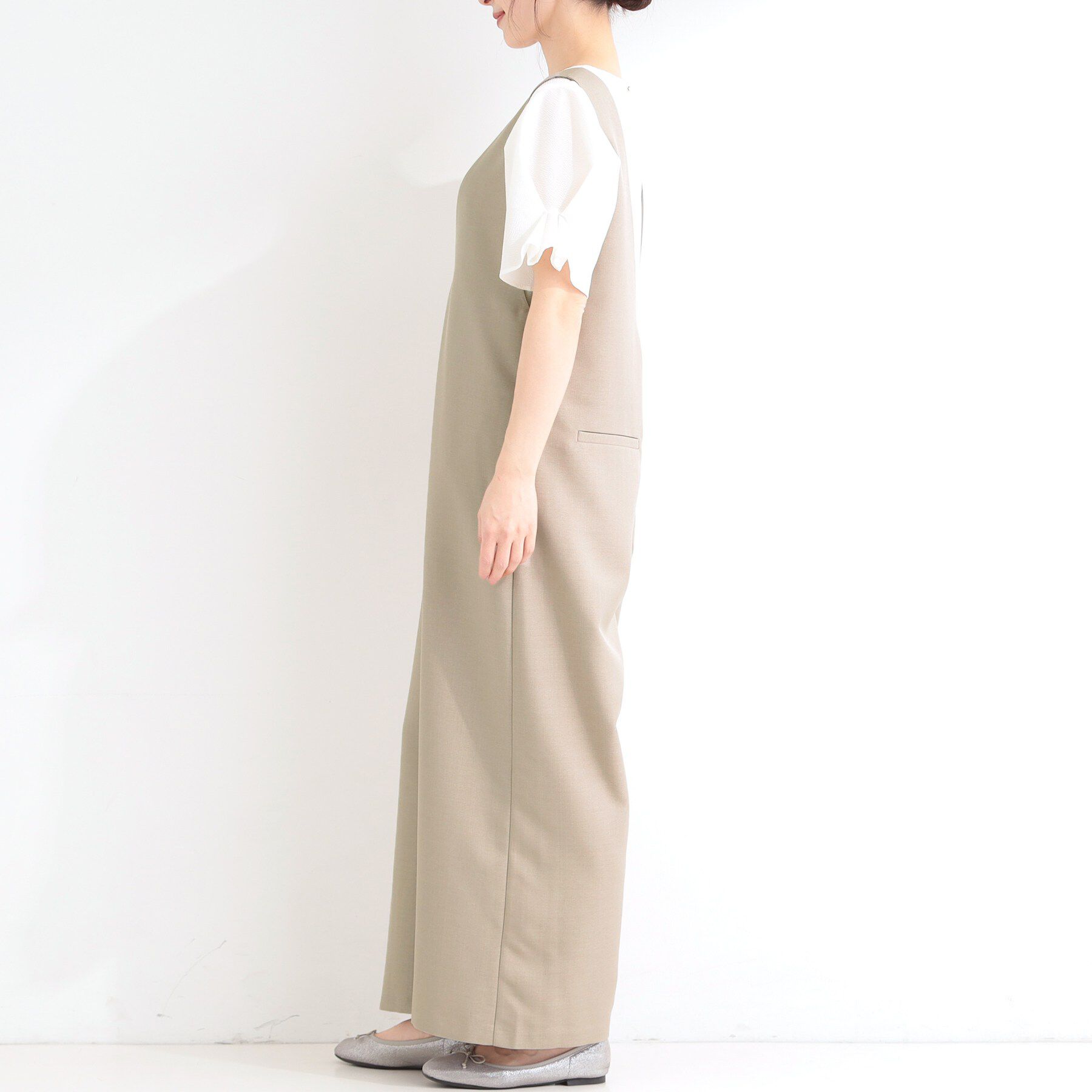 SHOO･LA･RUE「【洗濯後しわになりにくい/S-LL】ゆったりらくちんきれい見え　シンプルだから使いやすい 大人のオー」|オールインワン|
