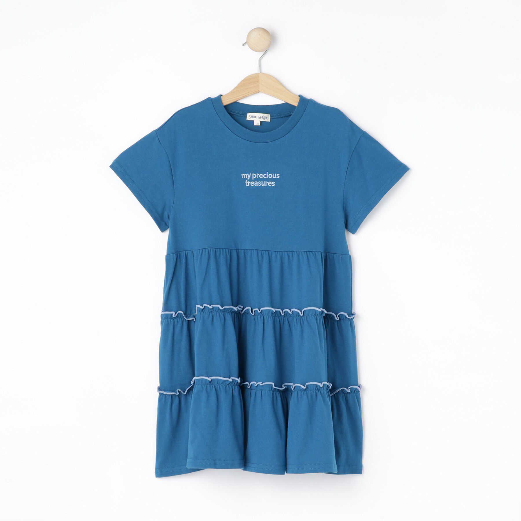 SHOO･LA･RUE「【100-150cm】配色メローティアードワンピース」|ワンピース|ブルー(093)