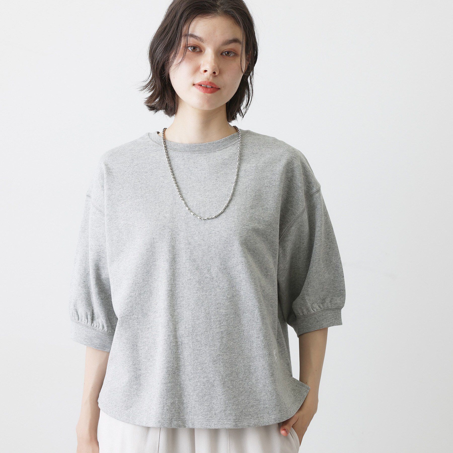 Dessin「【新色追加／360度可愛い】バックヘンリーカットソー5分袖」|Tシャツ・カットソー|