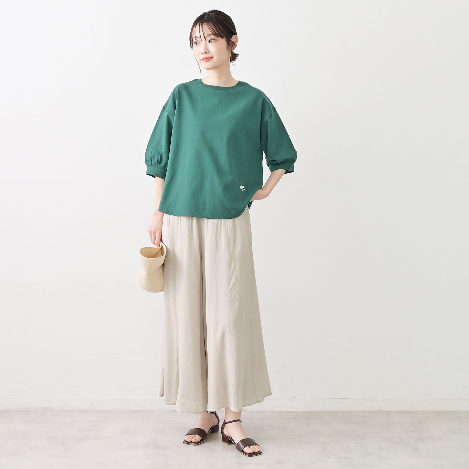 Dessin「【新色追加／360度可愛い】バックヘンリーカットソー5分袖」|Tシャツ・カットソー|