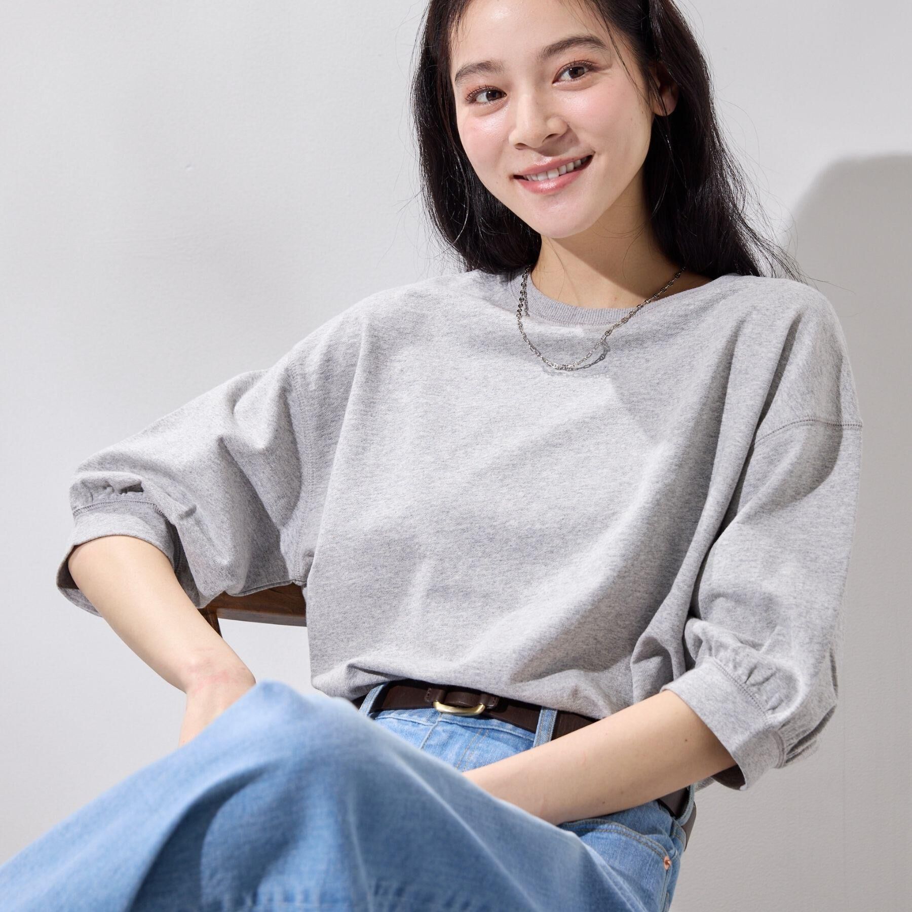 Dessin「【新色追加／360度可愛い】バックヘンリーカットソー5分袖」|Tシャツ・カットソー|