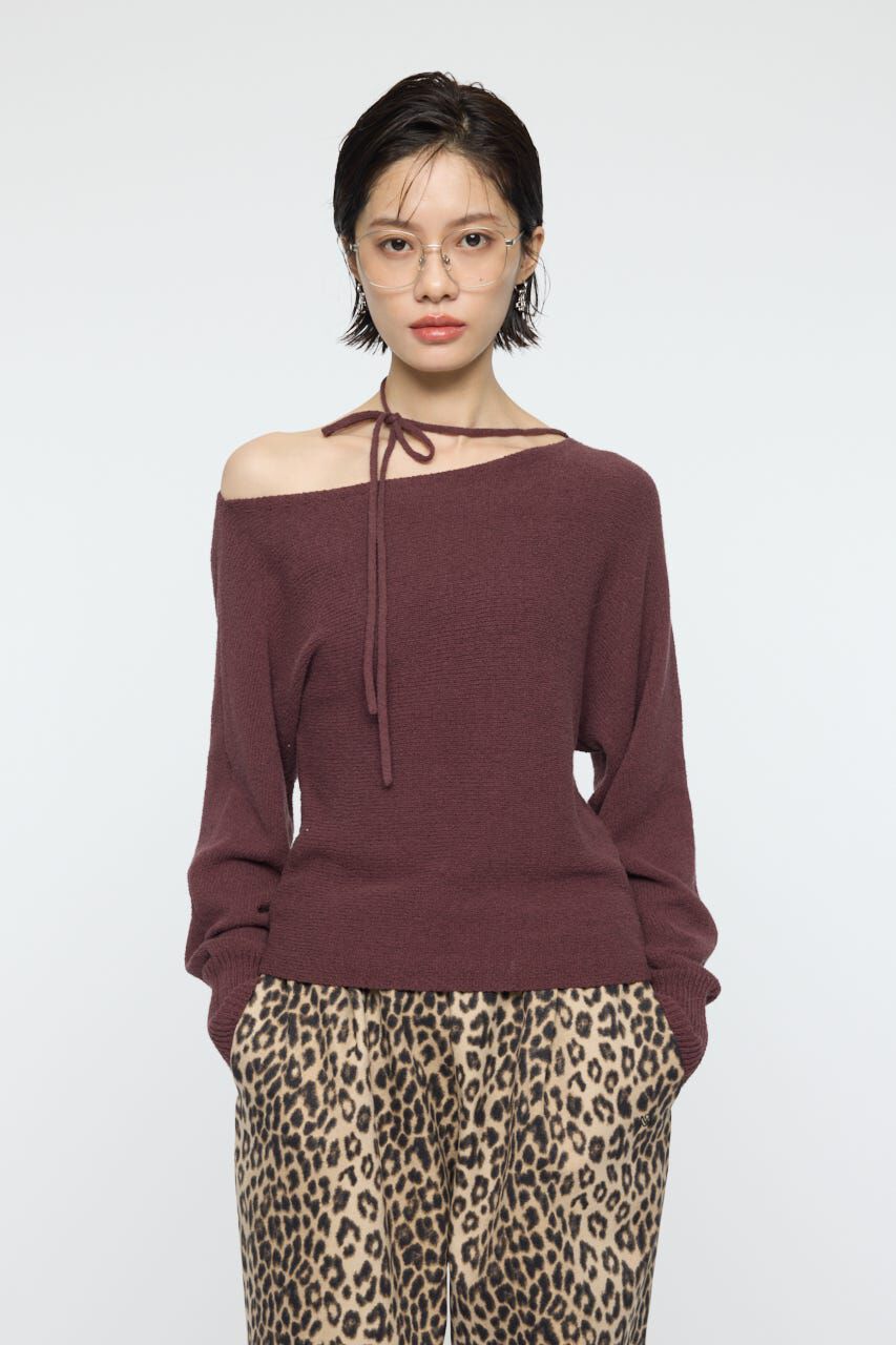 MOUSSY「ONE SHOULDER ニットトップス」|ニット・セーター|BRN