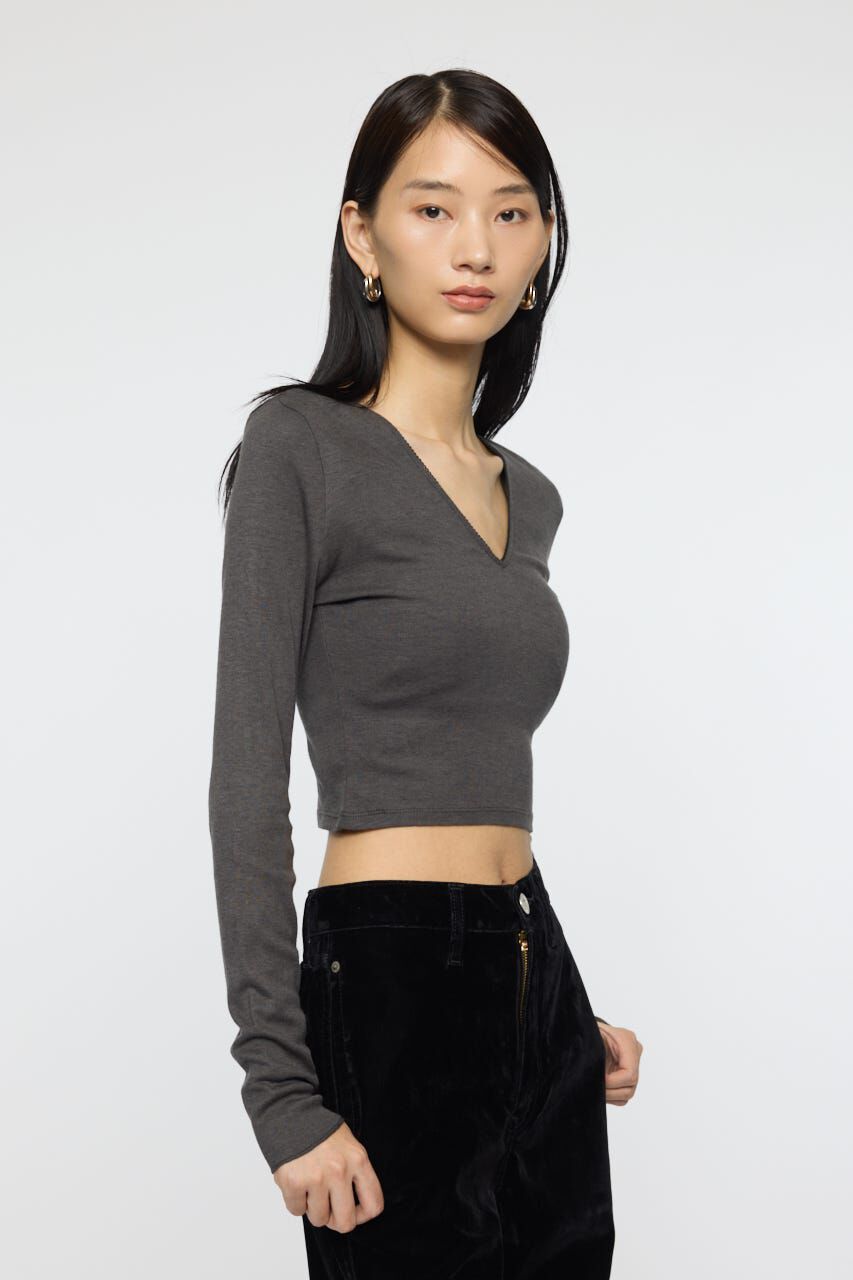 MOUSSY「DEEP V CUP ロングスリーブTEE」|Tシャツ・カットソー|