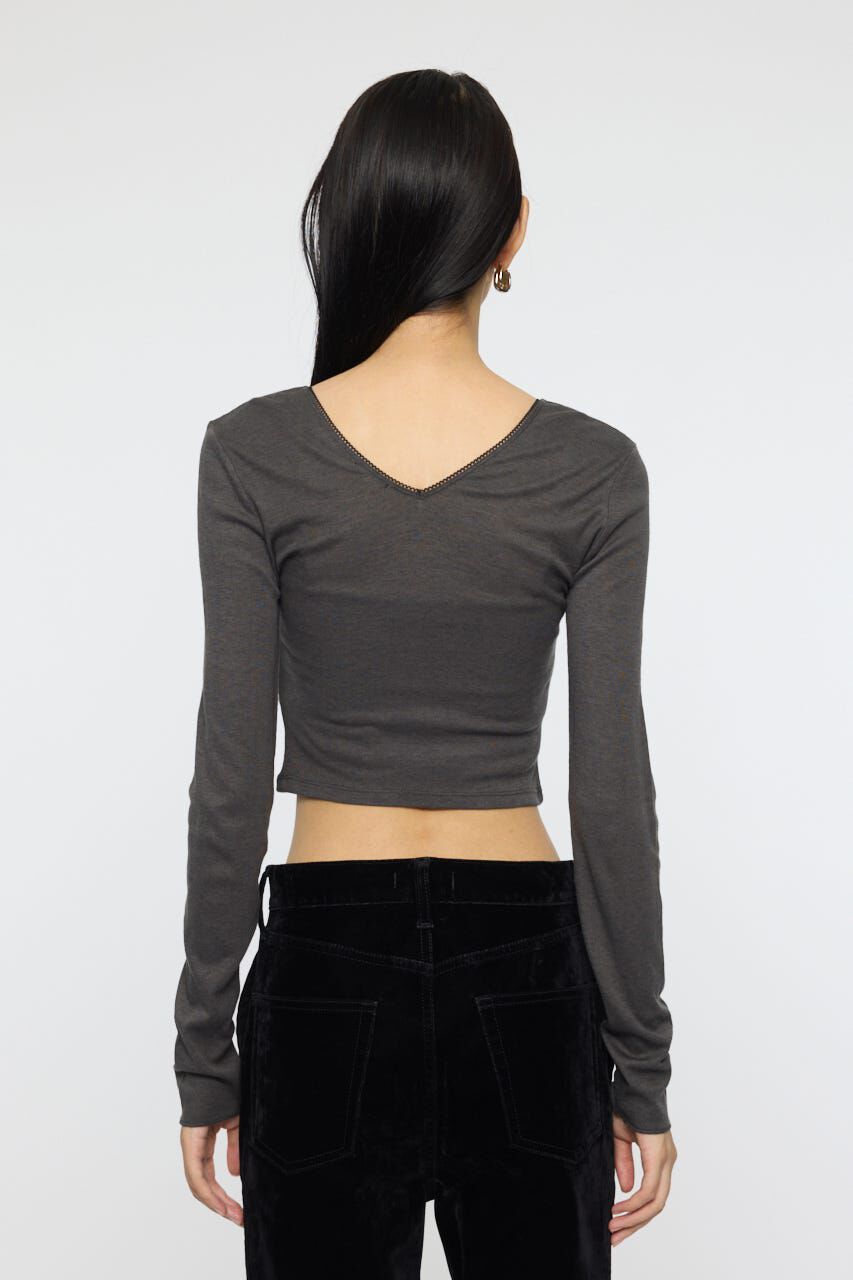 MOUSSY「DEEP V CUP ロングスリーブTEE」|Tシャツ・カットソー|