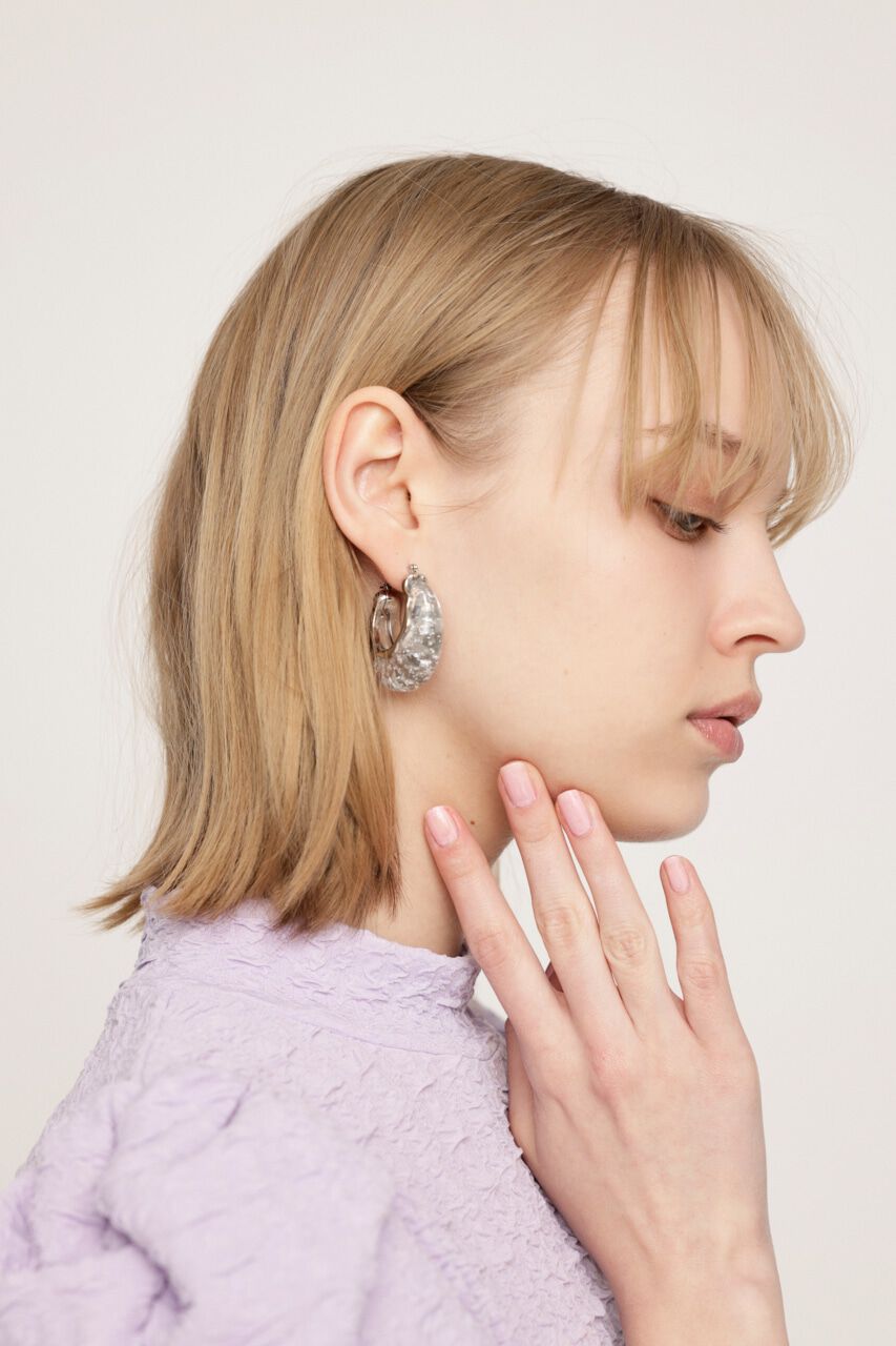 SLY「CLEAR GLITTER  HOOP ピアス」|ピアス|
