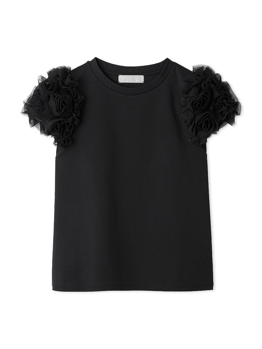 CELFORD「【洗える】チュールスリーブカットトップス」|Tシャツ・カットソー|BLK