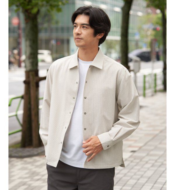 ikka「【雑誌MonoMax5月号掲載】イージケアサッカースナップシャウター「小泉孝太郎さん着用モデル」」|シャツ・ブラウス|ベージュ