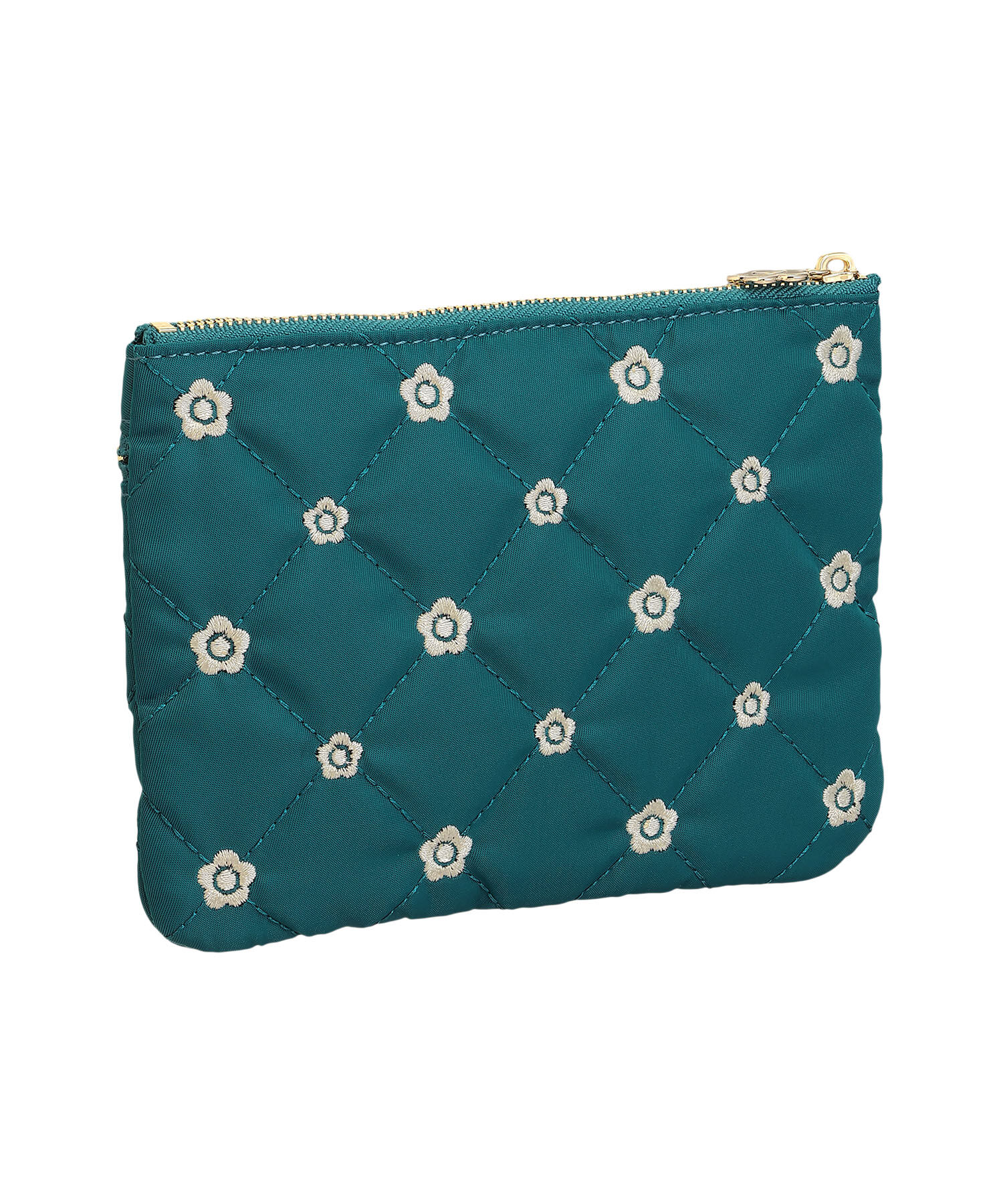 MARY QUANT「キルトデイジー刺繍 2ファスナーポーチ」|ポーチ|