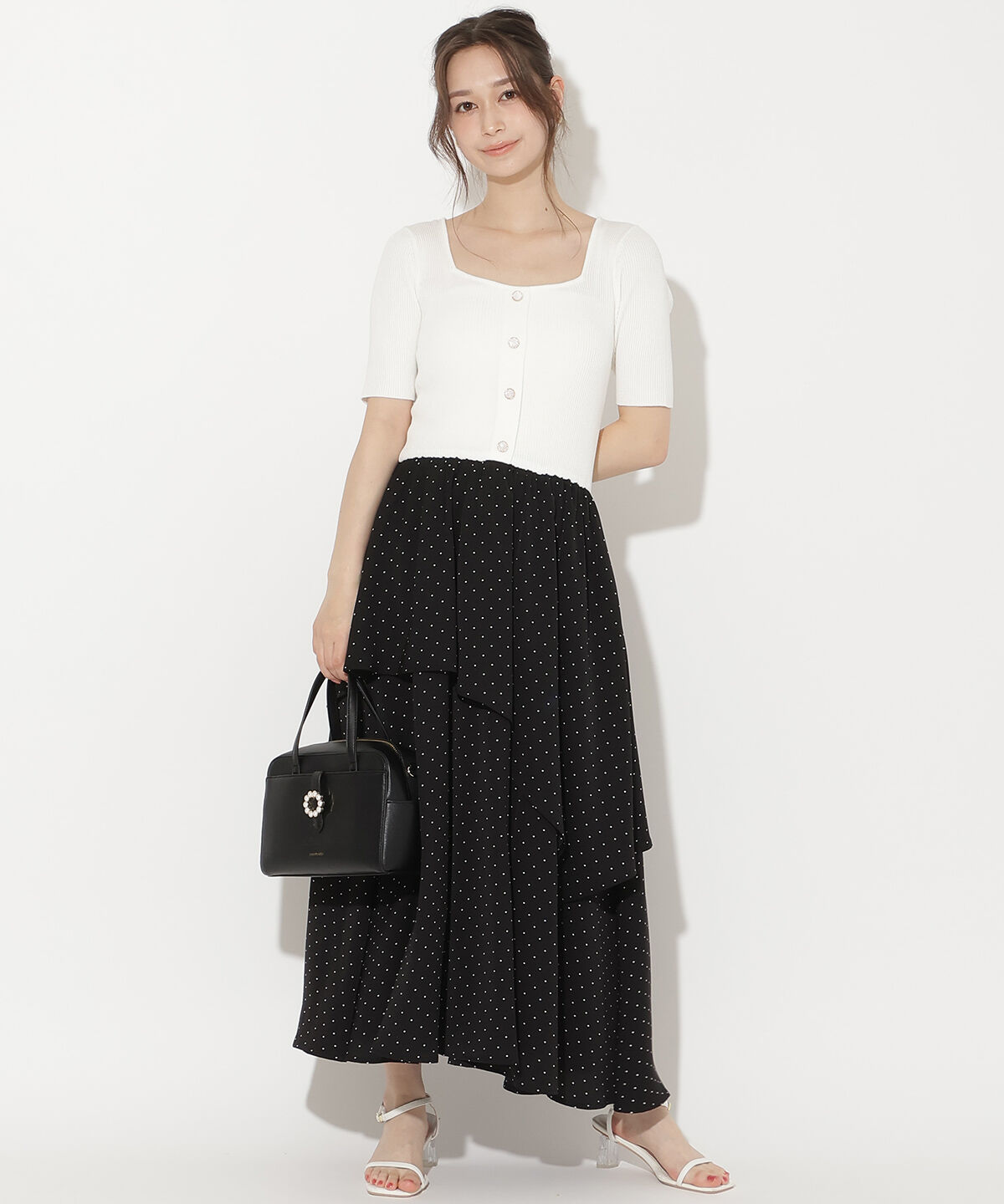 WILLSELECTION「アシメティアードニットコンビワンピース」|ワンピース|オフ