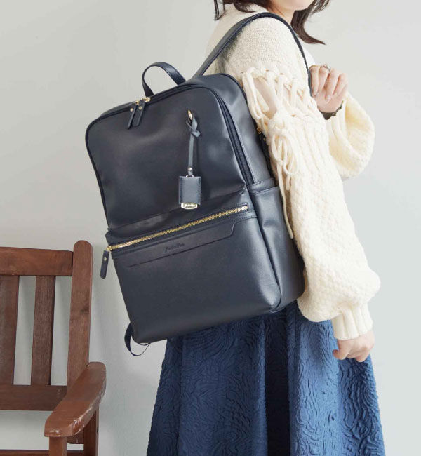 Jewelna Rose「ジュエルナローズ リモハピ2 リュックサック 合皮 B4 PC収納 通勤 リモートワーク 15.6インチ 10965」|リュック|ネイビー