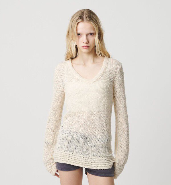ATTISESSION「＜ATTISESSION＞メッシュ Uネック ニット トップス」|ニット・セーター|