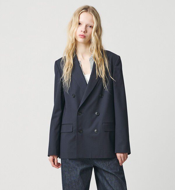 ATTISESSION「＜ATTISESSION＞ベルテッド ダブルブレスト ジャケット」|テーラードジャケット|NAVY