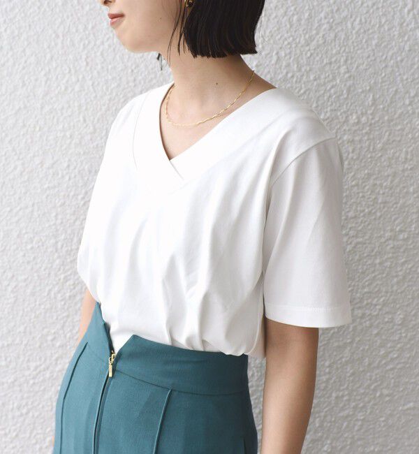 SHIPS for women「《予約》【WEB限定】〈ネックが選べる2サイズ展開〉オーガニックコットン バリエーションネック TEE」|Tシャツ・カットソー|