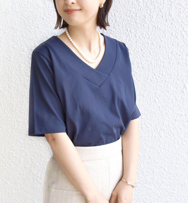 SHIPS for women「《予約》【WEB限定】〈ネックが選べる2サイズ展開〉オーガニックコットン バリエーションネック TEE」|Tシャツ・カットソー|