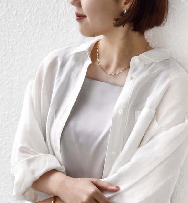 SHIPS for women「〈手洗い可能〉2WAY サテン &times; カットソー スクエア タンクトップ」|タンクトップ|