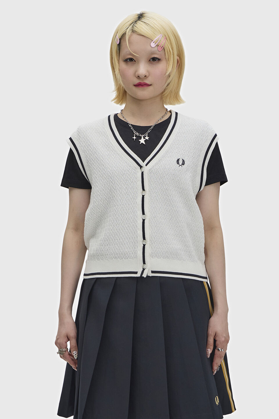 FRED PERRY 「Button Through Textured Knit Tank」|タンクトップ|