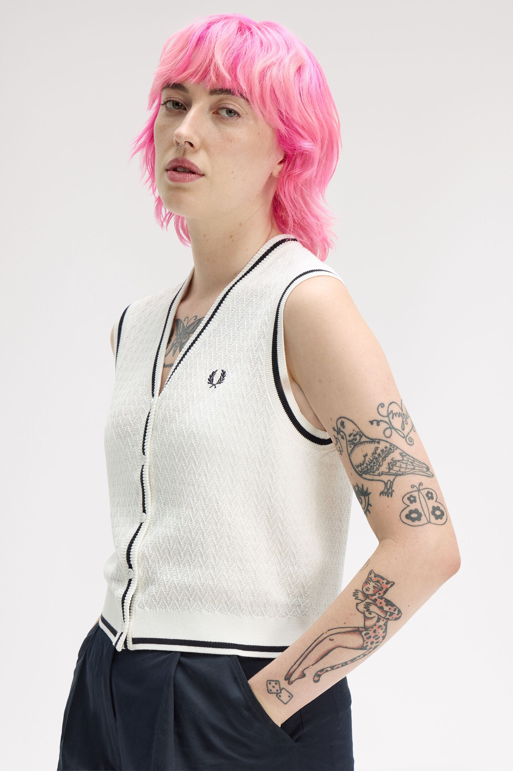 FRED PERRY 「Button Through Textured Knit Tank」|タンクトップ|