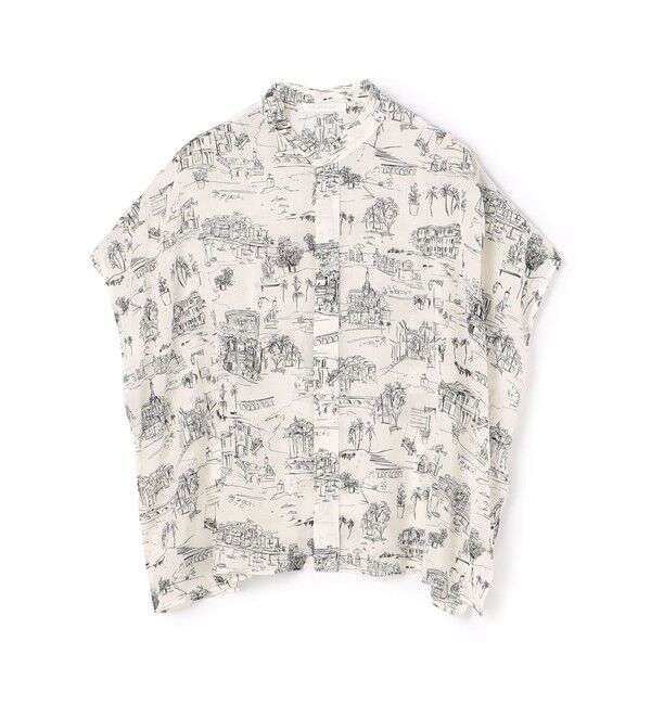 GALERIE VIE「LandScapeシルクストレッチ スタンドネックボックスシャツ」|シャツ・ブラウス|14 グレー系