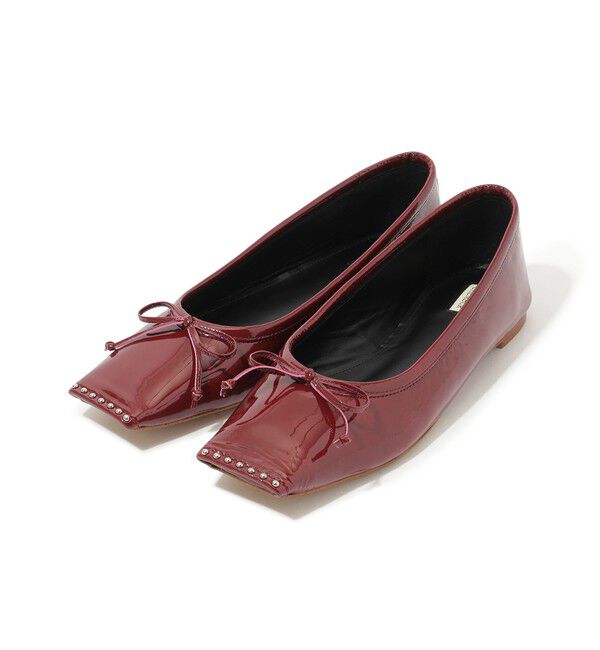 TOMORROWLAND GOODS「CHEMBUR SQ FLAT STUDS BALLET シューズ」|バレエシューズ|39 ボルドー