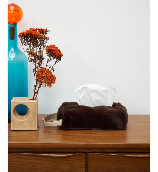 journal standard Furniture「TISSUE BOX CASE FUR　フェイクファー ティッシュボックス」|ダストボックス|ブラウン