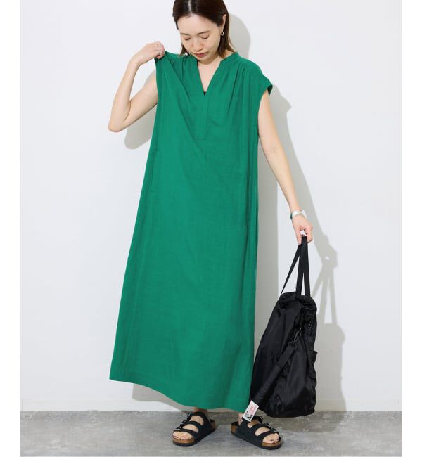 SLOBE IENA「リネン混キーネックコクーンワンピース」|ワンピース|