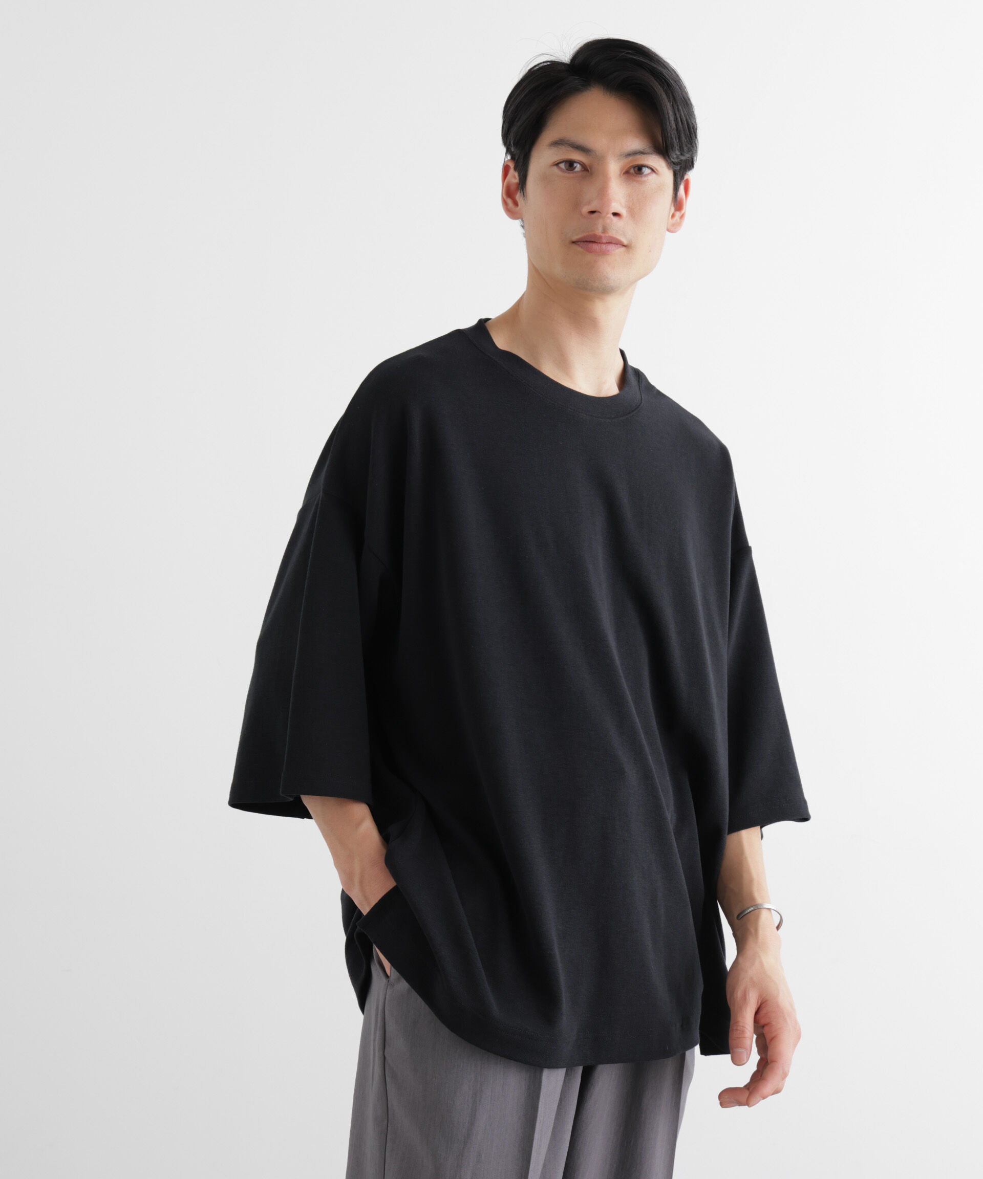 nano･universe「WEB限定/ストレッチフライス BIGTシャツ 半袖」|Tシャツ・カットソー|