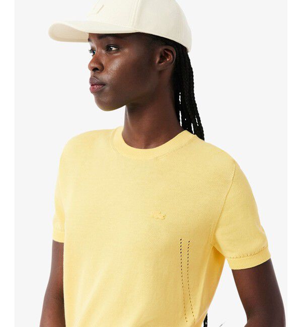 LACOSTE「シームレス3Dニット半袖セーター」|ニット・セーター|