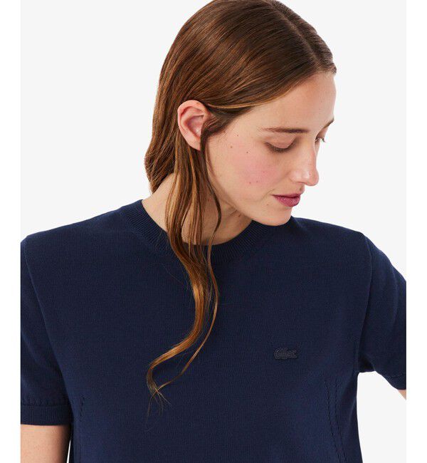 LACOSTE「シームレス3Dニット半袖セーター」|ニット・セーター|