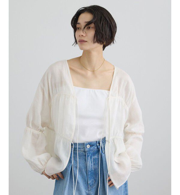 SALON adam et rope'「【WEB限定】シアーラミーカルゼギャザーブラウス / イージーケア」|シャツ・ブラウス|