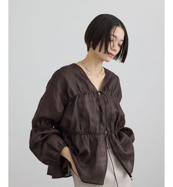SALON adam et rope'「【WEB限定】シアーラミーカルゼギャザーブラウス / イージーケア」|シャツ・ブラウス|ブラウン系(22)