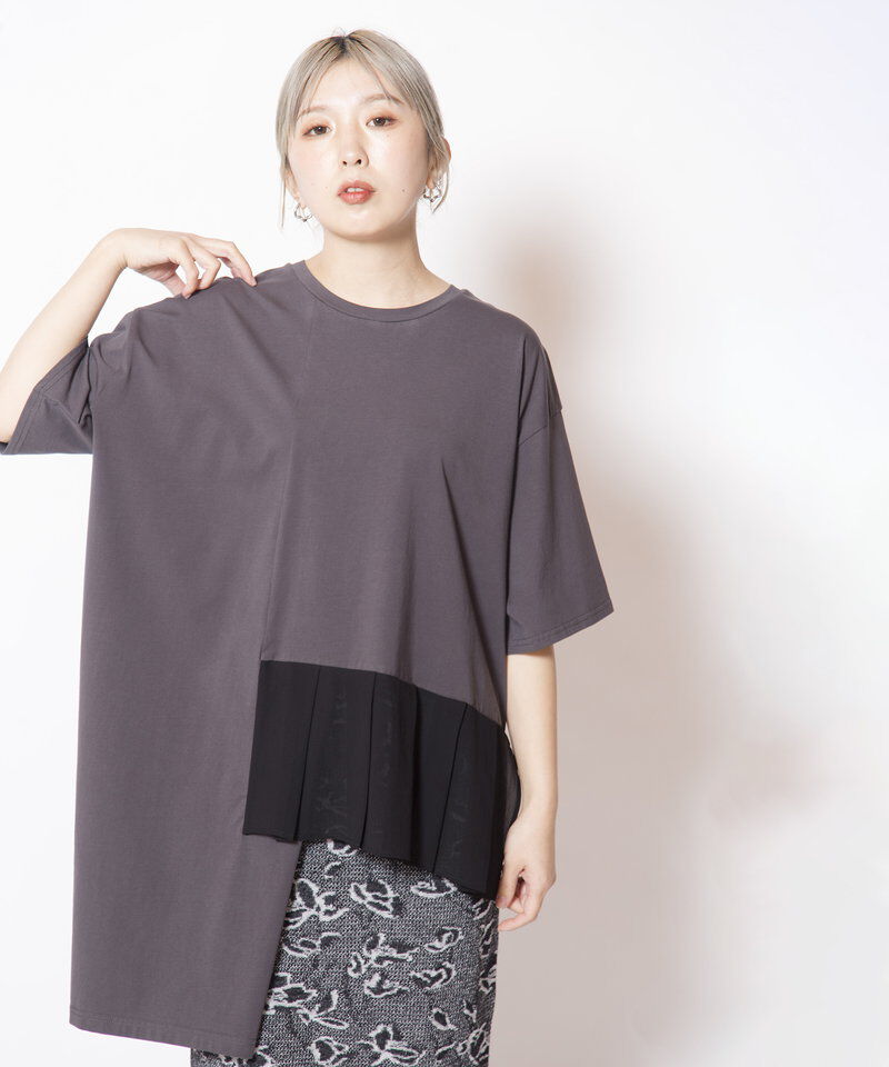  「アシンメトリー切替Tシャツ」|Tシャツ・カットソー|