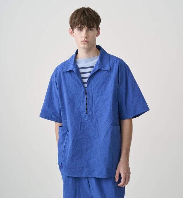 ORCIVAL「ORCIVAL | ガーメントダイ スキッパー半袖シャツ MEN」|シャツ・ブラウス|BLUE
