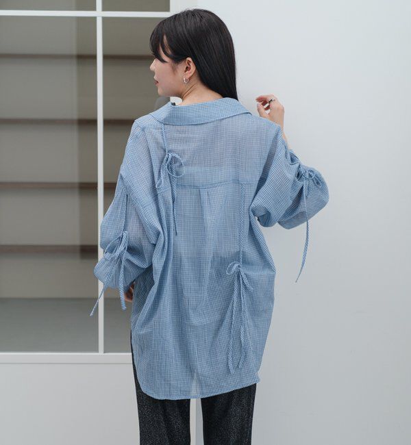  「【新色追加/S.Mサイズ展開】チェックギャザーシャツ」|シャツ・ブラウス|